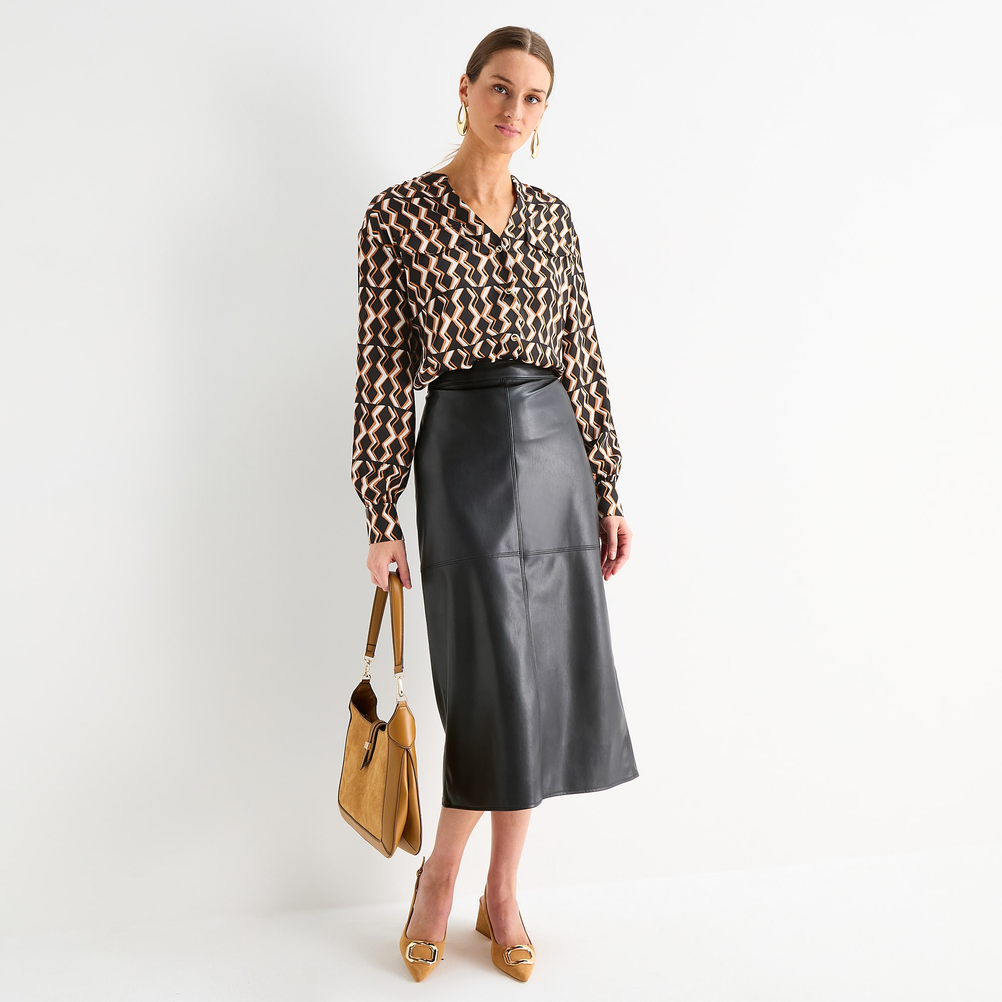 Worthington Womens V Neck Long Sleeve Satin Blouse