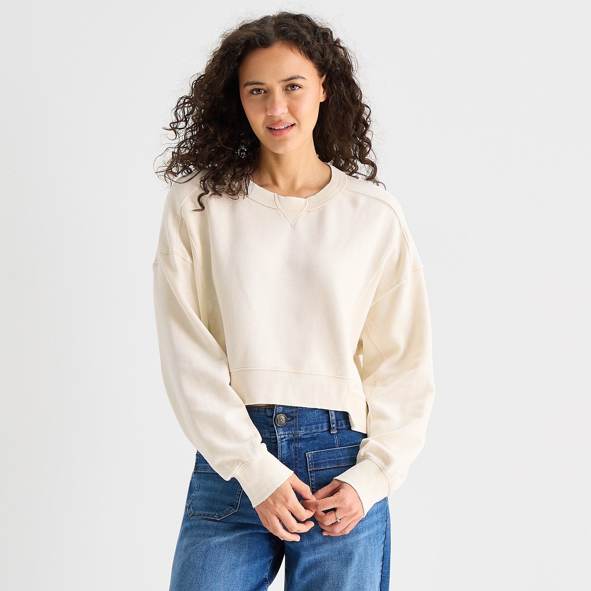 a.n.a Womens Crew Neck Long Sleeve Sweatshirt