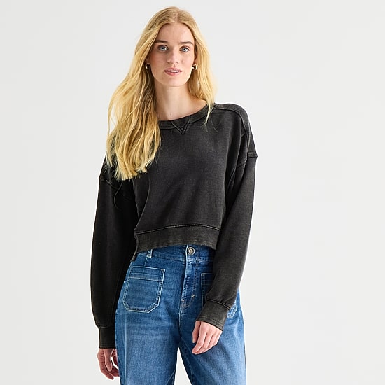 A.N.A Womens Crew Neck Long Sleeve Sweatshirt