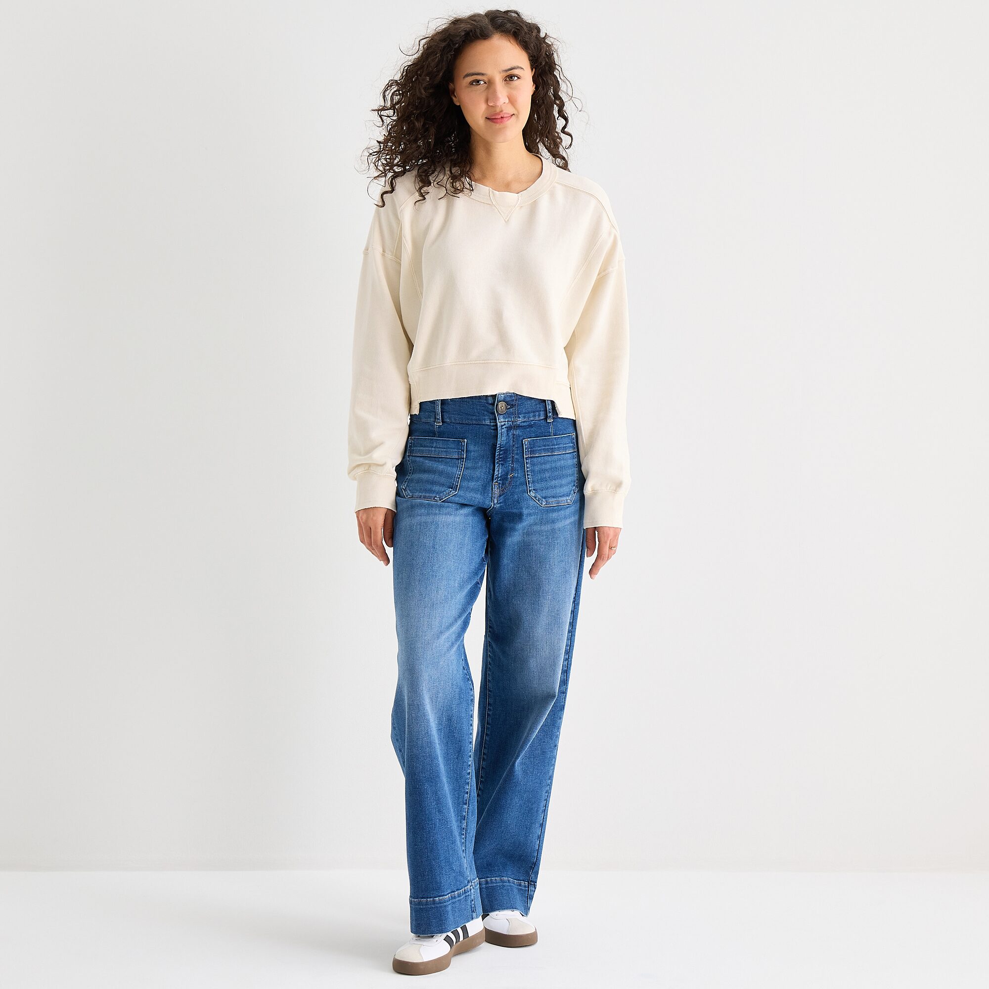 a.n.a Womens Crew Neck Long Sleeve Sweatshirt