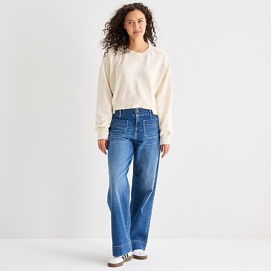 A.N.A Womens Crew Neck Long Sleeve Sweatshirt