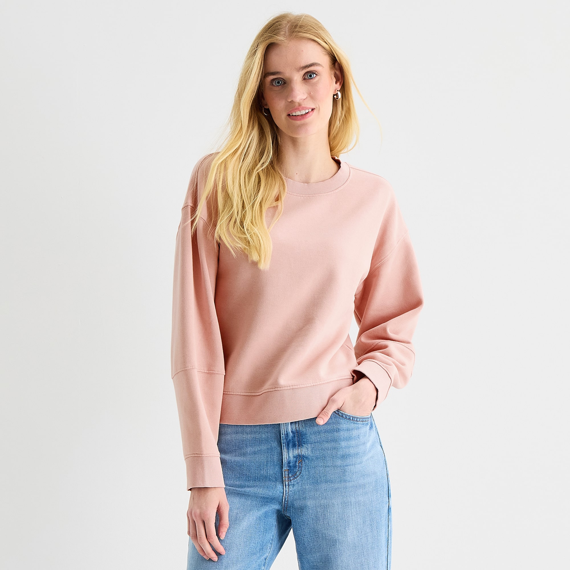 a.n.a Womens Crew Neck Long Sleeve Sweatshirt