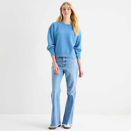 A.N.A Womens Crew Neck Long Sleeve Sweatshirt