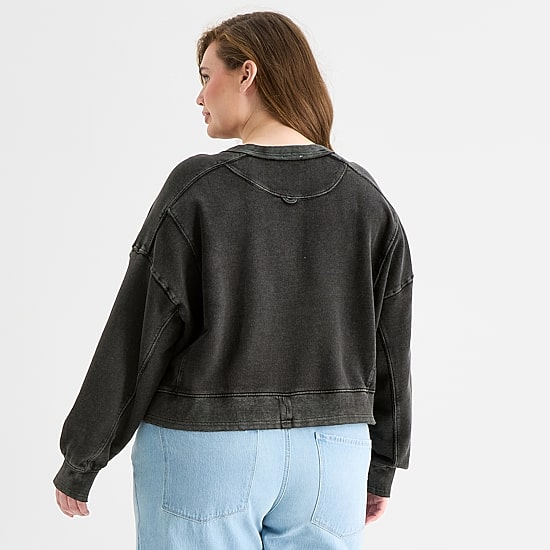 A.N.A Womens Plus Crew Neck Long Sleeve Sweatshirt