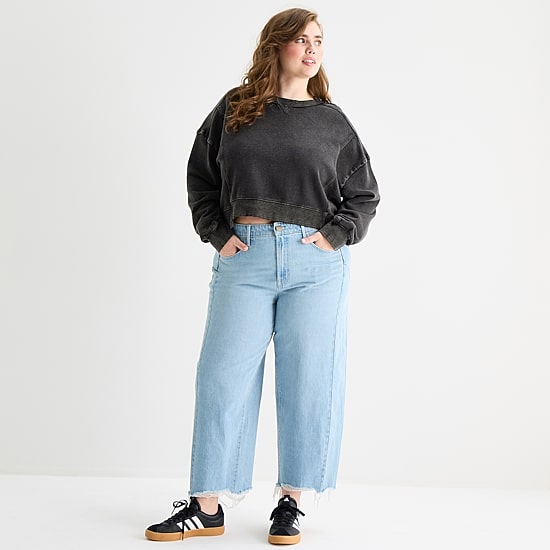 A.N.A Womens Plus Crew Neck Long Sleeve Sweatshirt