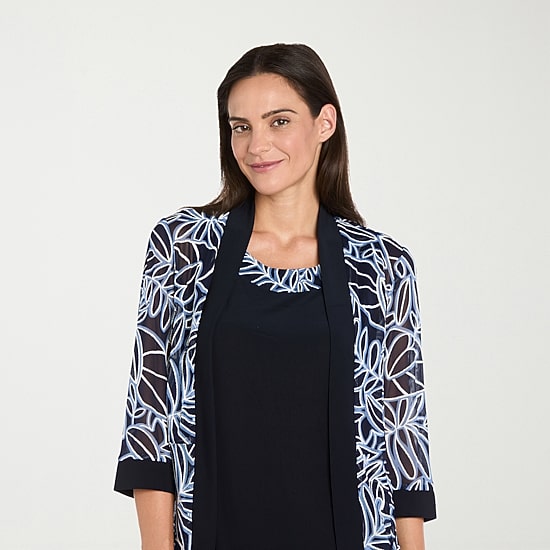 R & M Richards Womens Leaf Jacket Dress