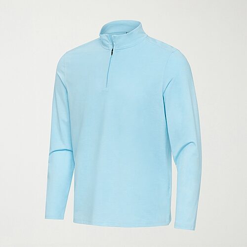 Antigua Mens Mock Neck Long Sleeve Quarter-Zip Pullover, Large, Blue