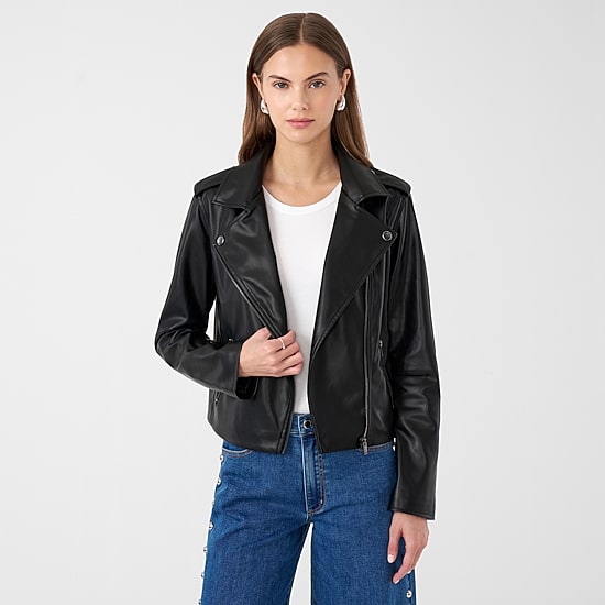 RM Rebecca Minkoff Womens Faux Leather Motorcycle Jacket