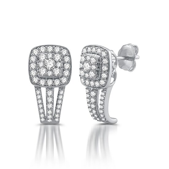 Diamond Blossom Womens 1 CT. T.W. Natural White Diamond 10K Gold Drop Earrings
