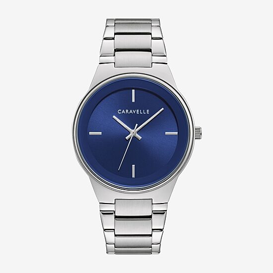 Caravelle Designed By Bulova Mens Silver Tone Stainless Steel 2-pc. Watch Boxed Set 43k101