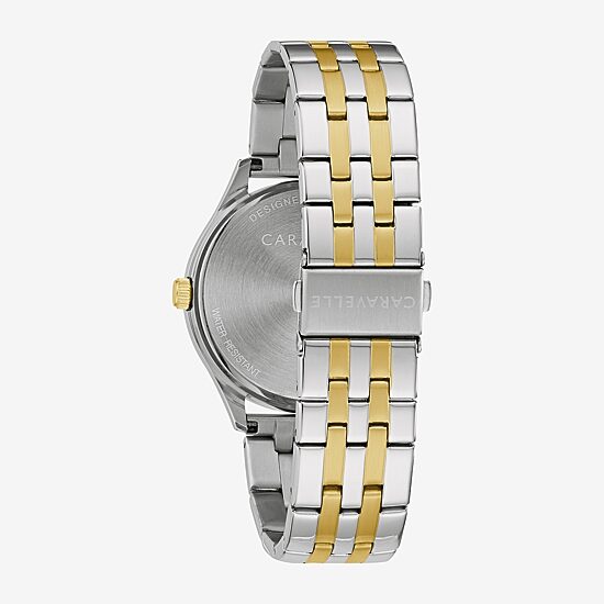 Caravelle Designed By Bulova Mens Two Tone Stainless Steel 2-pc. Watch Boxed Set 45k000