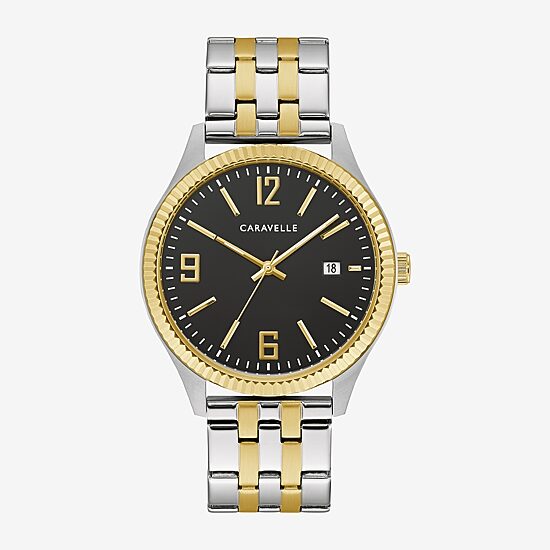 Caravelle Designed By Bulova Mens Two Tone Stainless Steel 2-pc. Watch Boxed Set 45k000