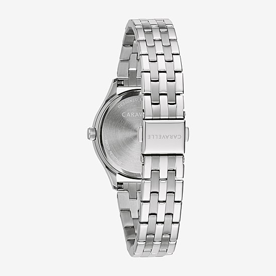 Caravelle Designed By Bulova Womens Crystal Accent Silver Tone Stainless Steel 2-pc. Watch Boxed Set 43x104