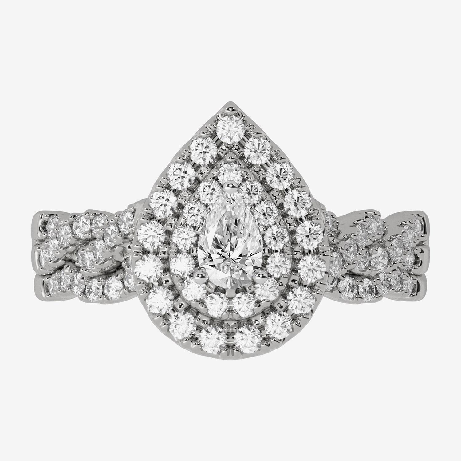 H-I / Si1-Si2) Womens / CT. T.W. Lab Grown White Diamond 10K Gold Pear Side Stone Halo Bridal Set