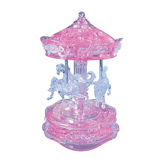 BePuzzled 3D Crystal Puzzle - Carousel (Pink): 83Pcs