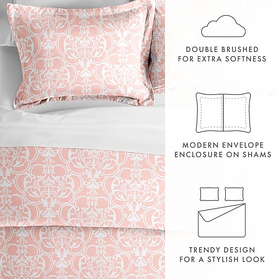 Casual Comfort Romantic Damask Pattern Oversized Duvet Cover Set