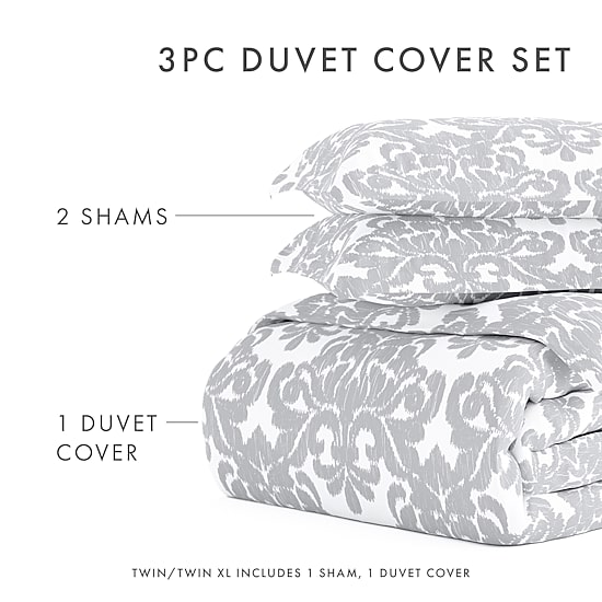Casual Comfort Soft Damask Pattern Oversized Duvet Cover Set