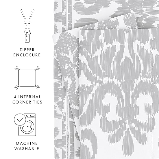 Casual Comfort Soft Damask Pattern Oversized Duvet Cover Set