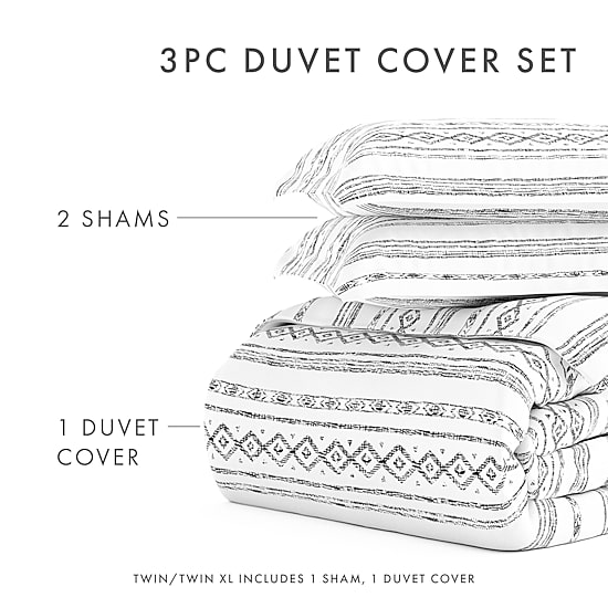 Casual Comfort Geo Threads Pattern Oversized Duvet Cover Set