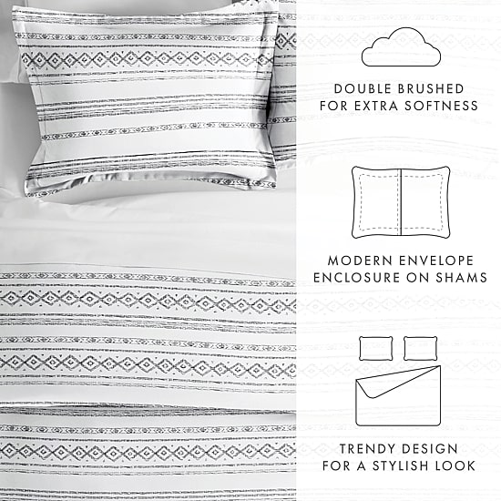 Casual Comfort Geo Threads Pattern Oversized Duvet Cover Set