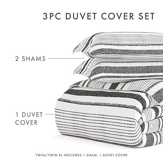 Casual Comfort Vintage Stripe Pattern Oversized Duvet Cover Set