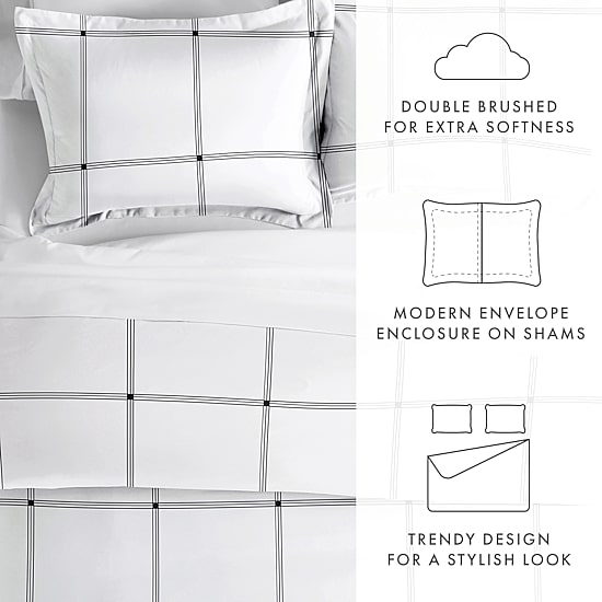 Casual Comfort Grid Patterned Duvet Cover Set