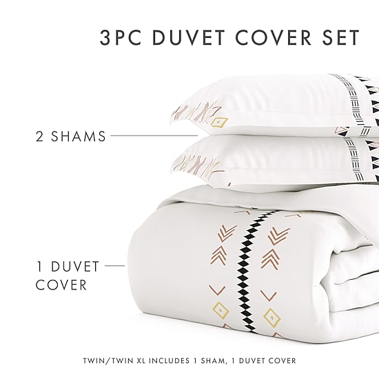 Casual Comfort Natural Geo Lines Patterned Duvet Cover Set