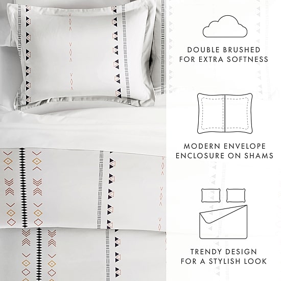 Casual Comfort Natural Geo Lines Patterned Duvet Cover Set
