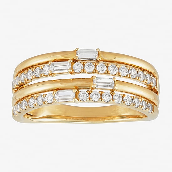 (H-I / Si1-Si2) Womens 2.5MM 1/2 CT. T.W. Lab Grown White Diamond 14K Gold Over Silver Sterling Silver Band