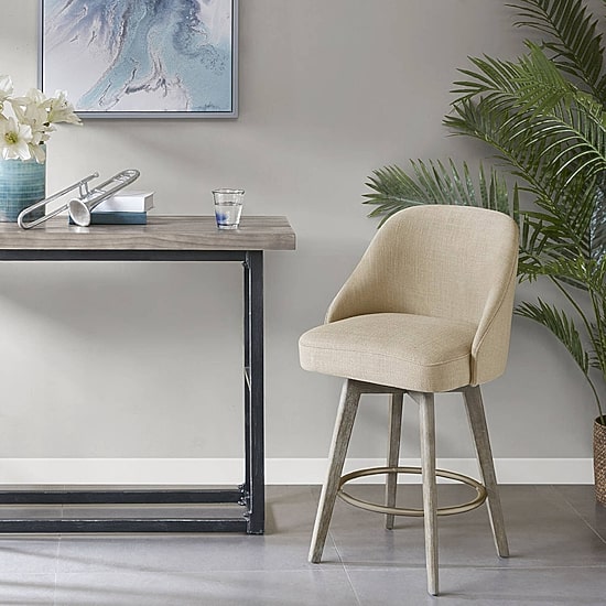 Madison Park Walsh Counter Height Upholstered Swivel Bar Stool