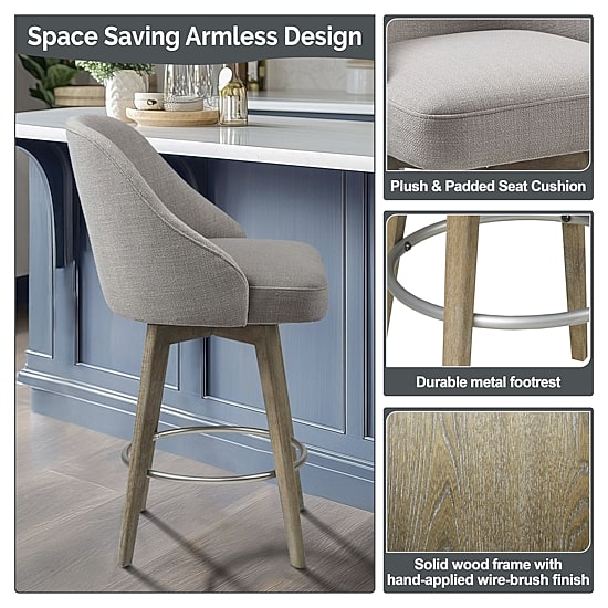 Madison Park Walsh Counter Height Upholstered Swivel Bar Stool