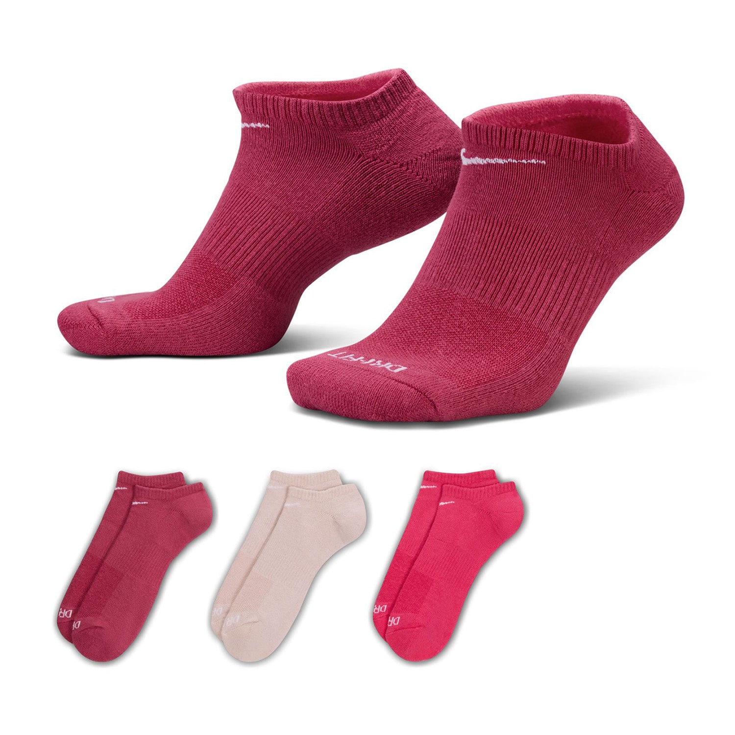 Nike Everyday Plus Cushion Unisex Adult Multi-Pack 3 Pair No Show Socks