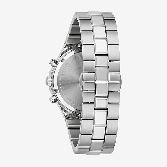 Bulova Prestige Mens Chronograph Silver Tone Stainless Steel Bracelet Watch 96b459