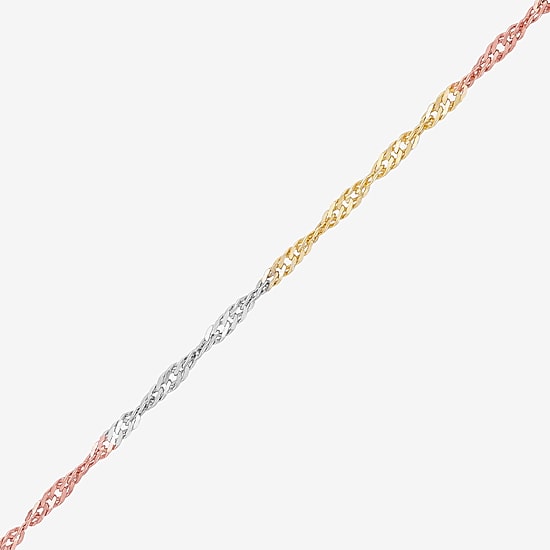 Made in Italy Womens 14K Gold 18 Inch Singapore Chain Necklace