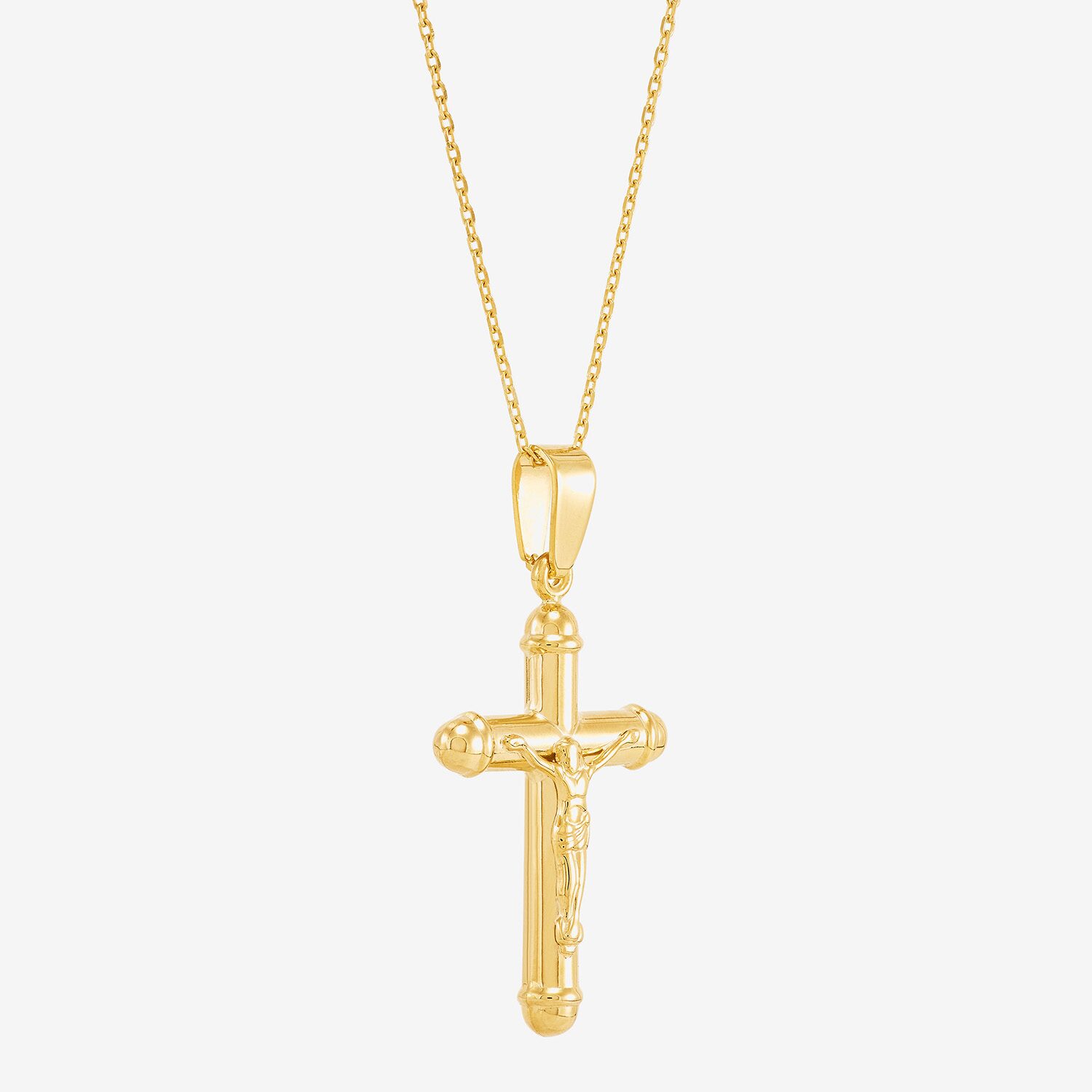 Bonded Brilliance Crucifix Womens 14K Gold Bonded With Sterling Silver Cross 18 Inch Pendant Necklace