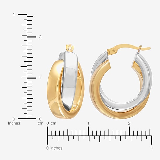 Bonded Brilliance Womens 14K Gold Bonded With Sterling Silver 23.9mm Hoop Earrings