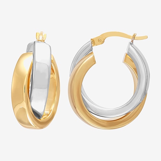 Bonded Brilliance Womens 14K Gold Bonded With Sterling Silver 23.9mm Hoop Earrings