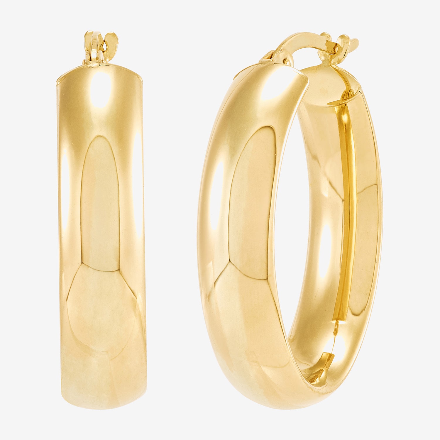 Bonded Brilliance Womens 14K Gold Bonded With Sterling Silver 28.3mm Hoop Earrings