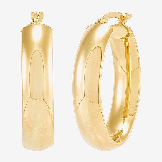 Bonded Brilliance Womens 14K Gold Bonded With Sterling Silver 28.3mm Hoop Earrings