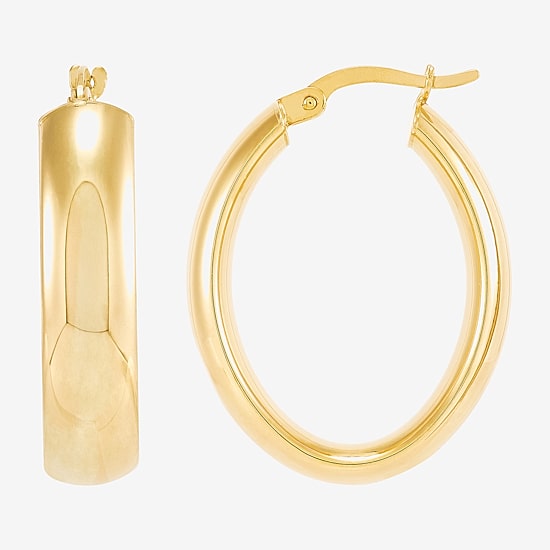 Bonded Brilliance Womens 14K Gold Bonded With Sterling Silver 28.3mm Hoop Earrings