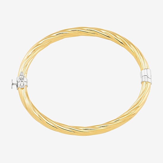 Bonded Brilliance Womens 14K Gold Bonded With Sterling Silver Bangle Bracelet