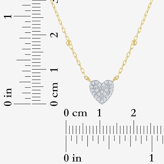 Yes, Please! Womens Diamond Accent Lab Grown White Diamond Sterling Silver Heart 16 Inch Pendant Necklace