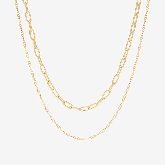 Womens 14K Gold Over Silver 2-pc. Necklace Set