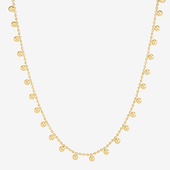 Made in Italy Womens 14K Gold Over Silver 18 Inch Bead Chain Necklace