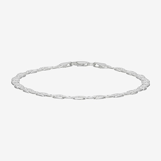 Made in Italy Womens Sterling Silver 7.5 Inch Solid Mariner Chain Bracelet