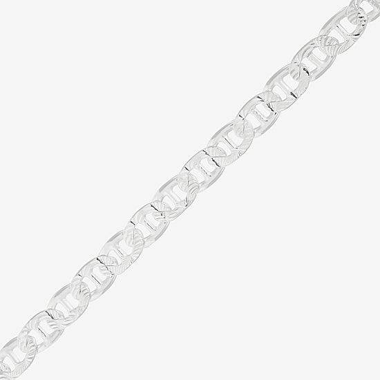Made in Italy Womens Sterling Silver 7.5 Inch Solid Mariner Chain Bracelet