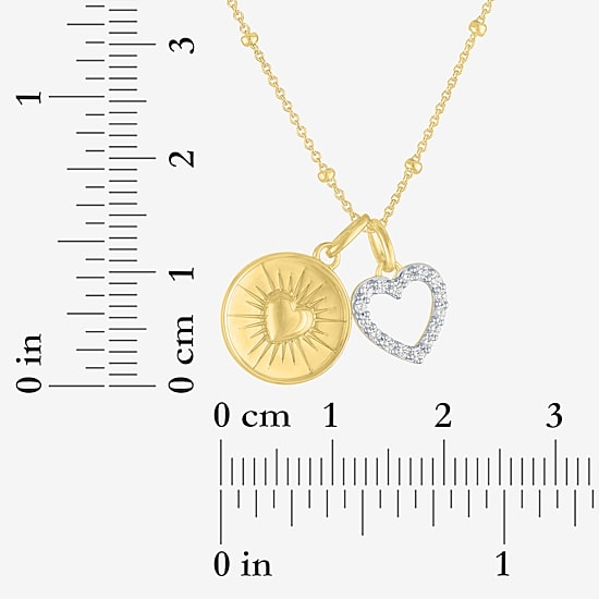 (G-H / Si2-I1) Womens 1/10 CT. T.W. Lab Grown White Diamond 14K Gold Over Silver Heart 18 Inch Pendant Necklace