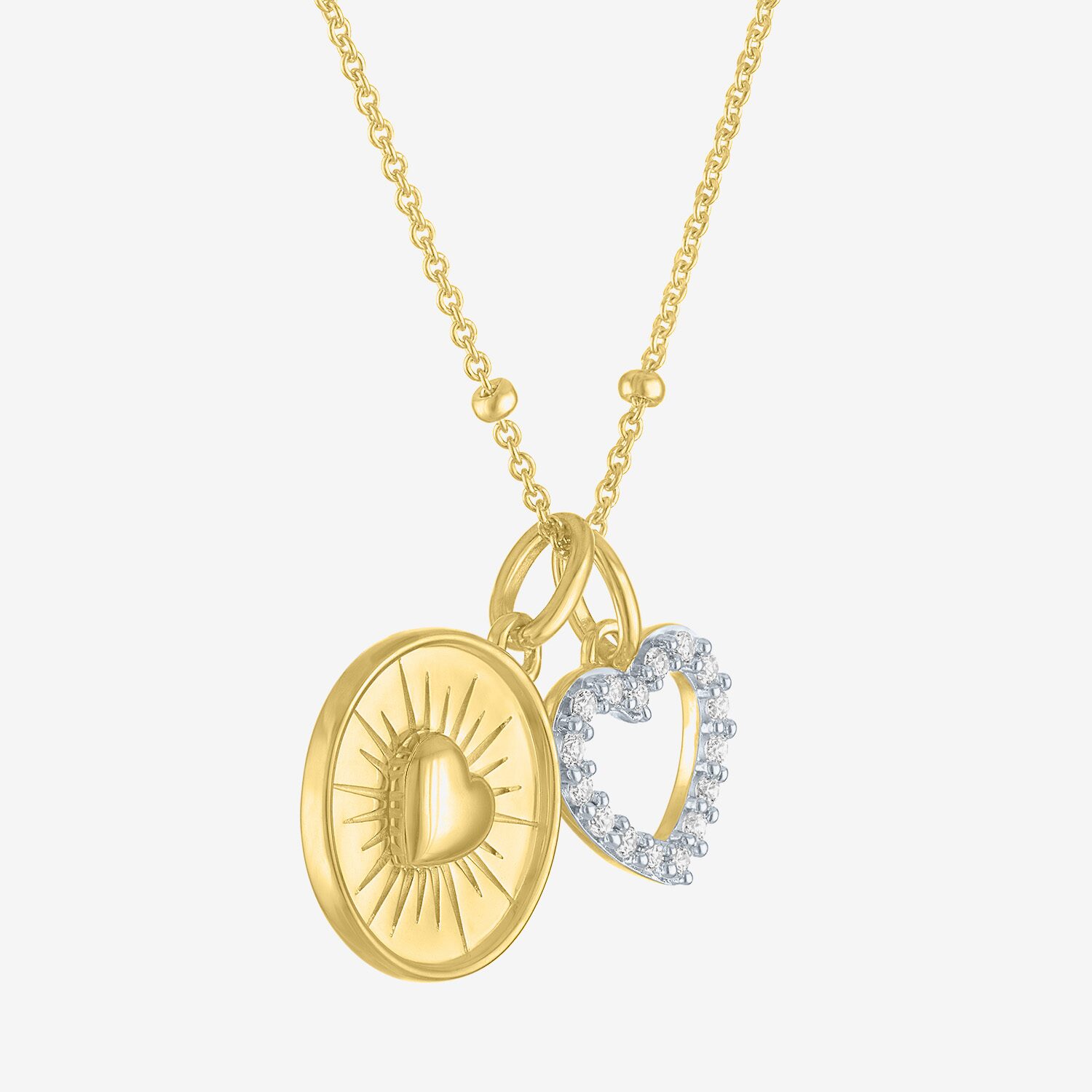 G-H / Si2-I1) Womens 1/10 CT. T.W. Lab Grown White Diamond 14K Gold Over Silver Heart 18 Inch Pendant Necklace