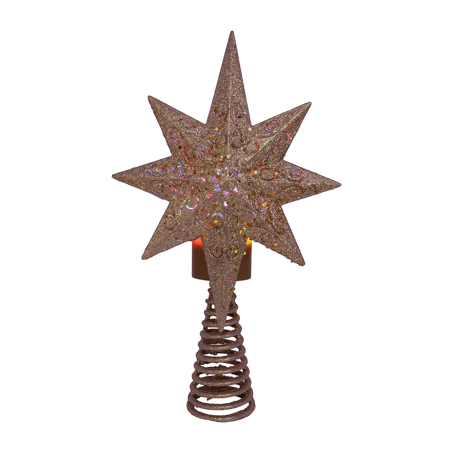 Kurt Adler 13.4" Gold Glitter Polaris Projector Christmas Tree Topper