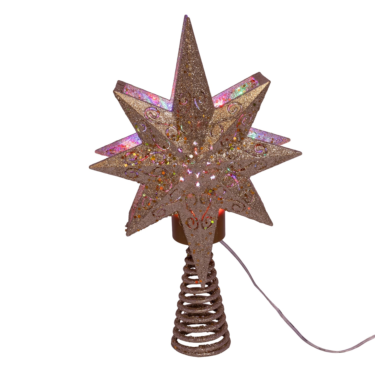 Kurt Adler 13.4" Gold Glitter Polaris Projector Christmas Tree Topper